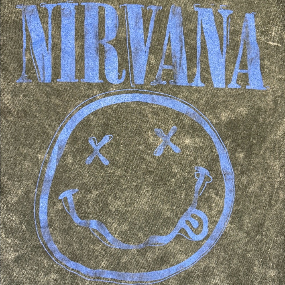 Vintage Style Nirvana Smiley Face Acid Wash Graphic Band Tee –  Small